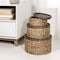 Happimess Gouda Southwestern Hand-Woven Hyacinth Circular Nesting Baskets with Wood Lids, Natural, 3PK BSK1004A-3SET - alternate 1
