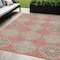 Homeroots 5' X 8' Salmon And Beige Floral Washable Indoor Outdoor Area Rug 610776 - alternate 1