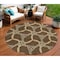Homeroots 8' Brown And Beige Round Geometric Washable Indoor Outdoor Area Rug 613478 - alternate 1