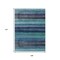 Homeroots 9' X 12' Teal Blue Aqua And Navy Blue Striped Washable Indoor Outdoor Area Rug 631225 - alternate 3