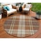 Homeroots 8' Chocolate Copper And Gold Round Plaid Washable Indoor Outdoor Area Rug 596323 - alternate 1