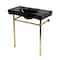 Kingston Brass 36" Ceramic Console Sink with Stainless Steel Legs, 8-Inch, 3-Hole, Black/Polished Brass KVPB36198K82 - alternate 1