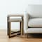 Homeroots Set of Two Natural and Gold Solid Wood and Metal Square Cross Legs Nested Tables 604463 - alternate 5