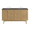 James Martin Vanities Laurent 60 in. Double Vanity, Light Natural Oak, w/ 3 CM Parisien Bleu Quartz Top 545-V60D-LNO-3PBL - alternate 1