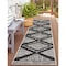 World Rug Gallery Contemporary Geometric Stripe Weather Resistant Reversible Indoor/Outdoor Rug 2 ft x 7 ft Black WR109BLACK2X7 - alternate 1