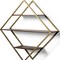 Homeroots 30" Antiqued Brass And Brown Metal And Solid Wood Diamond Shaped Accent Shelf 608663 - alternate 3