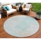 Homeroots 8' Pale Aqua Beige And Ivory Round Abstract Washable Indoor Outdoor Area Rug 617415 - alternate 1