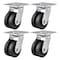 Hyw Products Heavy Duty Caster Set 4in V-Groove Wheels, 4 Swivel, 4PK 40-40S-A1-VG-4 - alternate 1