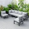 Leisuremod Chelsea 6-Piece Patio Sectional Black Aluminum With Cushions, Light Grey CSBL-6LGR - alternate 1