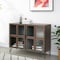 Homeroots 37in Antiqued Brass and Brown Metal and Solid Wood Accent Cabinet With Two Doors 611063 - alternate 3