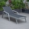 Leisuremod Marlin Grey Aluminum Patio Chaise Lounge Chair With Arms Set of 2 with Square Fire Pit Table, Black MLAGRCF21-77BL2 - alternate 5