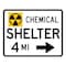 Sign Solutions Usa Symbol Chemical Shelter 4 MI Right Arrow, 30 in W x Horizontal Rectangle, Aluminum Sign DUS12DWT3024EM-7dR - alternate 1