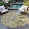 Homeroots 8' Yellow Gray And Charcoal Round Oriental Washable Indoor Outdoor Area Rug 582082 - alternate 8