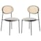 Leisuremod Euston Wicker Dining Chair with Velvet Round Seat, Grey, 2PK EC17GR2 - alternate 1