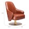 Homeroots 28" Brown And Gold Faux Leather And Faux Leather Swivel Arm Chair 556465 - alternate 5