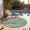 Homeroots 8' Round Green Round Abstract Washable Non Skid Indoor Outdoor Area Rug 559182 - alternate 6