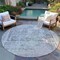 Homeroots 8' Charcoal Round Oriental Washable Indoor Outdoor Area Rug 607592 - alternate 8