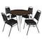 Regency Round Kahlo Breakroom Table W/ 4 Restaurant Stack Chairs, 42 in W, 42 in L, Neo Walnut TPL42RNDNWCM29BK - alternate 1