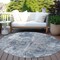 Homeroots 8' Round Blue Round Abstract Washable Non Skid Indoor Outdoor Area Rug 564238 - alternate 4