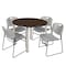 Regency Round Kee Breakroom Table W/ 4 Zeng Stack Chairs, 42 in W, 42 in L, Neo Walnut TB42RNDNWBPCM44GY - alternate 1