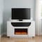 Homeroots 76" White Ribbed Wood Electric Storage Cabinet TV Fireplace With LED And Speaker 643645 - alternate 1