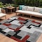 Homeroots 8' X 10' Gray Ivory And Red Geometric Washable Indoor Outdoor Area Rug 613214 - alternate 1