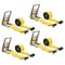 Mytee Products 4PK 4inx20ft Ratchet Straps w/Flat Hook 5400 lb WLL HD Tie Down Strap - Yellow, 4PK RS420x4 - alternate 5