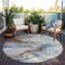 Homeroots 8' Beige And Blue Round Abstract Washable Indoor Outdoor Area Rug 617862 - alternate 6