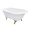 Kingston Brass 60" Cast Iron Oval Rectangular Roll Top Clawfoot Tub, 3-3/8" Wall Drillings, White/Brushed Brass VCT3D603019NT7 - alternate 1