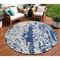 Homeroots 8' Navy Blue And Ivory Round Abstract Washable Indoor Outdoor Area Rug 612631 - alternate 1