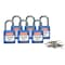 Brady Lockout Padlock, Keyed Different, Nylon, Blue, 1 in Shackle Height, 1 3/16 in Body Width, 6 PK 118929 - alternate 1