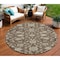 Homeroots 8' Chocolate Ivory And Gray Round Moroccan Washable Indoor Outdoor Area Rug 605153 - alternate 1