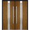 Vdomdoors Metal Double Doors Deux 1744 Natural Oak Frosted Glass Entry Modern Painted (W72xH96) Left hand Ins DEUX1744DEXD-OAKB-W72xH96-LH-I - alternate 1