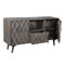 Homeroots 55in Dark Gray Carved Geometric Distressed Solid Wood Enclosed and Open Storage TV Stand 489509 - alternate 6