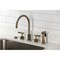 Kingston Brass Double-Handle Widespread Kitchen Faucet with Knurled Handle and Brass Sprayer, Antique Brass KS8723KNLBS - alternate 6
