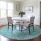 Homeroots 8' Teal Blue And Ivory Round Geometric Washable Indoor Outdoor Area Rug 612907 - alternate 5