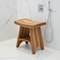 Homeroots Compact Curvilinear Teak Shower Outdoor Bench With Shelf In Natural Finish 376725 - alternate 7
