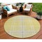 Homeroots 8' Yellow Black And Ivory Round Plaid Washable Indoor Outdoor Area Rug 596371 - alternate 1