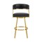 Homeroots 26" Black and Gold Faux Leather and Stainless Steel Low Back Counter Height Swivel Bar Chair 569176 - alternate 7