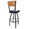 Holland Bar Stool Co 36" Blk Wrinkle Rutgers Swivel Bar Stool, Laser Engraved Back L03836BWMedMplARutgerBlkVinyl - alternate 4