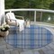 Homeroots 8' Gray Blue And Ivory Round Plaid Washable Indoor Outdoor Area Rug 597107 - alternate 4