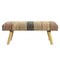 Homeroots 47" Brown And Natural Cotton And Wool Upholstered Striped Bench 548257 - alternate 6