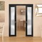 Sartodoors Sliding Double Pocket Door Frosted Tempered Glass Planum 2102 Black Solid Core Modern Interior PLANUM2102DP-BLK-36 - alternate 1