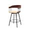 Homeroots 27" Cream and Black Faux Leather with Metal Swivel Counter Height Bar Chair 534450 - alternate 7