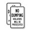 Signmission No Dumping Violators Will Be Prosecuted 1, 18'' X 24'' 2 Signs, Heavy Gauge Aluminum, 2PK A-1824-2PACK-2725 - alternate 1