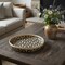 Homeroots 13in Black And Natural Round Wicker Greek Key Handmade Tray With Handles 476490 - alternate 4