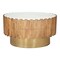 Homeroots 31" Gold Natural And White Iron Wood And Faux Marble Round Block Coffee Table 565069 - alternate 1