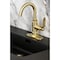 Kingston Brass One-Handle Single-Hole Bathroom Faucet with Deck Plate and Push Pop-Up Drain, Brushed Brass KSD2217KL - alternate 4