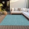 Homeroots 8' X 10' Teal Blue Black And Ivory Geometric Washable Indoor Outdoor Area Rug 596773 - alternate 6