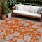 Homeroots 8' X 10' Orange And Gray Floral Washable Indoor Outdoor Area Rug 600033 - alternate 1